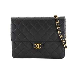 CHANEL Matelasse Chain Shoulder Bag in Black Lambskin with Gold Hardware and ...